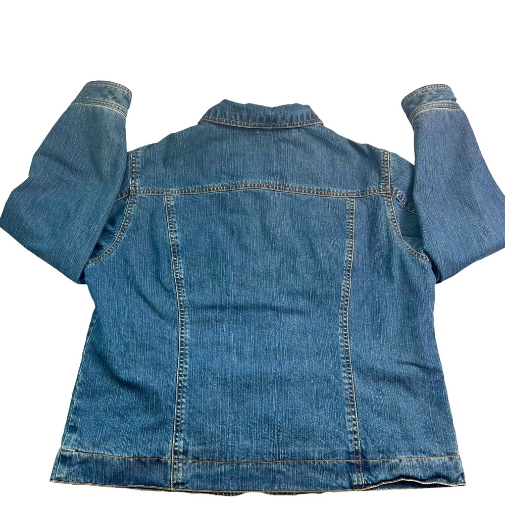 L.L. Bean Blue Jean Jacket with Pink Accents - Picture 9 of 11